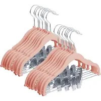 Famanu - Kinder broekhangers set van 16 fluweel antislip roze