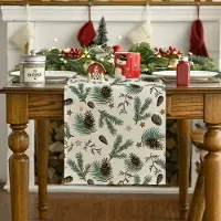 Famanu - Stars Leavses Pine Cone Kerst Tafelloper, Seizoensgebonden Winter Merry Xmas Keuken Tafeldecoratie voor Home Party Decor 40x140 cm