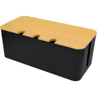 Markenlos Kabelorganisator - Opbergdoos met houten deksel, 32 x 13,6 x 12,7 cm - zwart