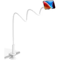 Famanu Mobiele Telefoonhouder, Zwanenhalshouder - de Flexibele Arm Verstelbare Houder in Bed Standaard voor smartphone serie/ mobiele telefoons/ Pixel - Wit