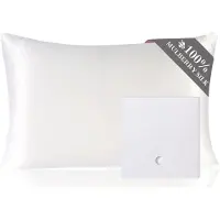 Famanu – Zijden Kussensloop 100% Moerbeizijde voor Haar & Huid - Dubbelzijdig 19 Momme 6A Kwaliteit - Zacht & Glad - 600 Dradendichtheid - Met Verborgen Rits - 1 Stuk -Wit - 50 x 75 cm