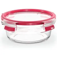 Famanu bewaardoos van glas, rond, 0,6 liter, geschikt voor oven en magnetron, 100% afgesloten, vaatwasmachinebestendig