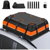 Famanu - Autodakbox 20 kubieke voet / 566 liter, 1000D materiaal, opvouwbaar – Zwart