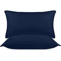 Famanu Bedding Premie Kussen (Set van 2), 40 x 80 cm Beddenkussens, Zachte Stof met Holle Vezelvulling (Marine Blauw)