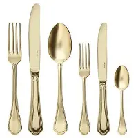 Sambonet Filet Toiras Diamond bestekset, roestvrij staal/PVD witgoud, 72-delig. Artikelnummer: S0187-S00597-S0050, 52956P79