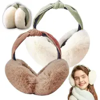 Famanu – Oorwarmers voor dames, set van 2, opvouwbaar en warm, zachte pluche uitvoering