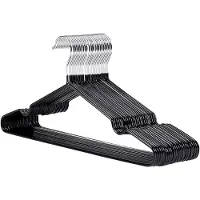 Famanu – 25x premium rubberen gecoate metalen hangers - zwaar werk berekend - ruimtebesparende organizer kledinghangers voor kasten kapstok rails dun en antislip chroom en zwart (1)