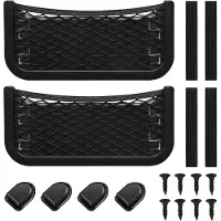 Famanu – Set van 2 zelfklevende auto opbergnetten – Autodeur- en kofferbak organizer – Inclusief mini-haken