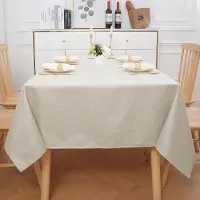 Famanu - Tafelkleed met linnenlook, afwasbaar, lotuseffect, rechthoekig, 140 x 300 cm, tafelzeil, waterafstotend, tafellinnen, vlekbescherming, beige
