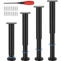Famanu - Meubelpoten,Verstelbare Kastpoten met Schroeven Laadvermogen 800kg voor Bank,Tafel,Stoel,Bureau (Set Van 4 Zwart, 18-33 cm)