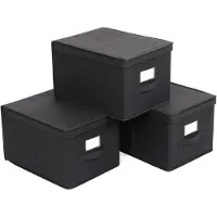 Famanu - Organizers set van 3 multifunctioneel opbergbox mand 40x30x25cm zwart