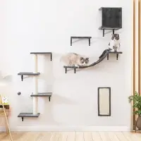 Famanu - Klimmuur voor katten, stevige wandmontage met sisal panelen