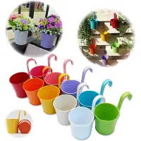 Famanu - Set van 10 metalen hangpotten zonder gat 10x10 cm kleurrijk