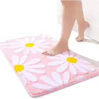 Famanu - Roze badmat wit bloementapijt 50 x 80 cm, antislip badmatten voor badkamer, zachte microvezel badkamermat, wasbaar tapijt, duurzaam badmat, super absorberende vloermat, voor woonkamer, douche