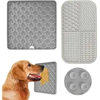 Famanu – Likmatten voor Katten en Hond - Langzame Voerbak met Zuignap - BPA-vrij - Training en Verzorging - Grijs