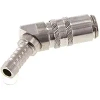 Tameson RVS DN 6 Tempereerkoppeling Snelkoppeling 9 mm Slangpilaar Dubbele afsluiting 45-deg