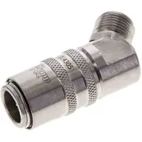 Tameson RVS DN 9 Tempereerkoppeling Snelkoppeling G 3/8 inch Buitendraad Dubbele afsluiting 45-deg