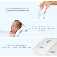 LifeGoods Badkussen - met Anti Slip Zuignappen - voor in Bad en Jacuzzi - Wit