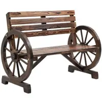 STILVORA Tuinbank 2 Zits 105,5 X 56 X 79 Cm - Wagenwiel Armleuningen - Voor Tuin En Terras - Massief Hout - Bruin
