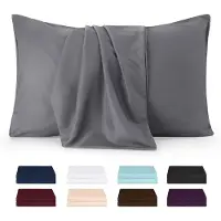 Famanu – Kussenslopen Set van 2 - 50 x 75 cm - 100% polyester - zacht geborsteld microvezel - krimp- en vervagingsbestendig - grijs - comfortabel voor dagelijks gebruik