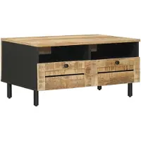 vidaXL Salontafel Bruin en Zwart 80 x 54 x 40 cm Massief Mango Hout