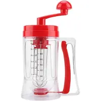 Famanu - Handheld Beslagdispenser, pannenkoek maker doseerfles met schaal, ideaal voor cupcakes, wafels en crêpes, eenvoudig te gebruiken bakaccessoire voor thuis