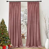 Famanu – Fluwelen Gordijnen Kant en Klaar(300 g/m2) - Verduisterende Gordijnen Plooiband -Gordijnen Warmte - en Koude - Isolerende Thermische 2 Stuks -voor Woonkamer Slaapkamer - Grijsroze