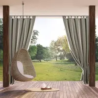 Famanu - Tuingordijn met lusgordijn, 1 stuks, afneembare lussen, zonwering, inkijkbescherming, winddicht, waterdicht, voor paviljoen, terras, pergola, 155x220 cm, cappuccino