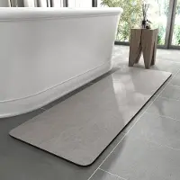 Famanu – Antislip badmat - superabsorberend badkamertapijt: dun - 40 x 120 cm - wasbaar - sneldrogende badmat - douchemat voor douche - badkuip en badkamer - toilet - grijs