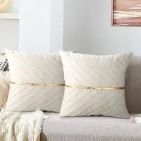 Famanu - Kussensloop, 50 x 50 cm, fluweel, beige, sierkussensloop, sierkussen, sofakussen, zacht bankkussen, sierkussen, zitkussen, kussensloop, decoratief kussen voor woonkamer, slaapkamer, kantoor