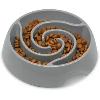 Famanu – Antischlingbak voor honden - groot - diameter 22 cm - antislip hondenkom - zware voederbak - ontlast de spijsvertering - anti-windering - voederbak voor hond - slow feeder (tornado-grijs - L)