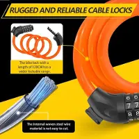Famanu - Fietsslot met combinatiecode 12mm/120CM, anti-diefstal fiets kabelslot met 5-cijferige code combinatie, waterdicht cijferslot kabel voor fiets, e-bike, kinderwagen, ladders (Oranje)
