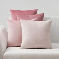 Famanu - Fluwelen kussenhoezen 40x40 cm roze kleurverloop set 4, zachte sierkussenhoezen voor bank slaapkamer woonkamer