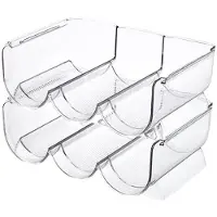 Famanu – Stapelbare bidonorganizer set van 2 – BPA-vrij flessenrek voor keukenblad en koelkast – Transparant
