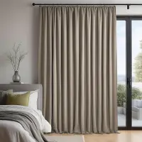Famanu – Thermisch verduisterend gordijn met potloodplooi - modern Japandi design - 280×245 cm - slaapkamer en woonkamer - kaki - 1 paneel