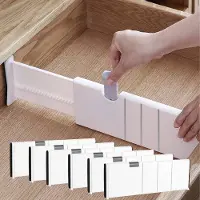 Markenlos – 6 verstelbare ladeverdelers - 28 ~ 44 cm uitbreidbare ladeverdelers - kunststof ladeverdelers voor keuken - slaapkamer - badkamer - kantoor (wit)