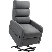 HOMCOM TV-relaxfauteuil met elektrisch hefsysteem, relaxfauteuil met pocketveren, voetenbank, tv-relaxfauteuil met zijvak, afstandsbediening en linnenlook, donkergrijs