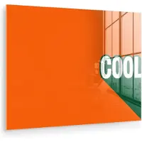MuchoWow Glasschilderij 80x60 cm - Schilderij acrylglas - Cool - Oranje - Groen - Foto op glas - Muurdecoratie woonkamer - Wanddecoratie slaapkamer - Schilderijen