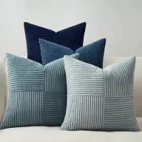 Famanu – Kussensloop 40 x 40 cm blauw kleurverloop 4 stuks windmolen - vorm kussenslopen corduroy kussensloop voor bank slaapkamer woonkamer