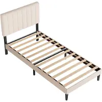 KUTAS Gestoffeerd bed - 90 x 200 cm - Met Verstelbaar Hoofdbord en Lattenbodem - Eenpersoonsbedden - Metalen Bed - Grote Opbergruimte - Stevig - Stil - Anti Slip - Gemakkelijk te Monteren - Grijs