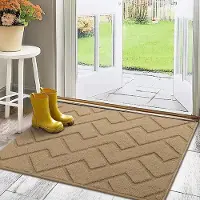 Famanu - Deurmatten Binnen Duiten Schoonloopmat Vuilschraper,Antislip, Machinewasbaar,Waterabsorberend, entree deurmat voor voordeur, gang, entree, keuken, slaapkamer (Brown, 80x100cm)