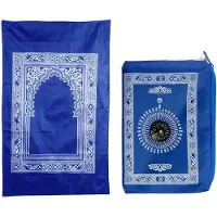 Famanu – Draagbare gebedsmat van polyester - reisgebedskleed met kompas - voor moslims tijdens reizen - gebed en Ramadan - blauw
