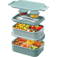 Famanu Lunchbox voor volwassenen, 2130 ml, groot volume, bento box, lekvrij, broodtrommel voor volwassenen, BPA-vrij, voor kantoor, school (groen)