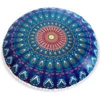 Famanu - boho yoga decor vloer kussenhoes – 75 cm – ronde meditatie tapijt kussensloop – gedrukte katoenen deken poef