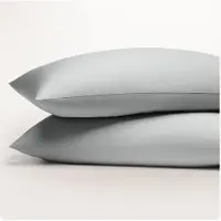 Famanu - Satijnen kussenslopen 70x90 cm grijsblauw set 2, 100% biologisch katoen, Fairtrade/Oeko-Tex, ritssluiting ademend