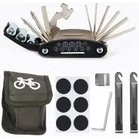 Famanu – Fietsgereedschapsset 16-in-1 - reparatieset met bandenlichter - bandenpatches - inbussleutel - bandenrasp - draagtas voor mountainbike en noodgevallen