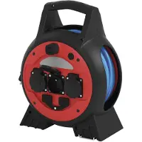 Emos Weerbestendige verlengkabel op haspel, 20 meter / 3 stopcontacten / blauw / PVC / 230 V / 1,5 mm², P08520W