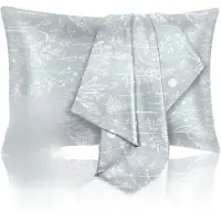 Famanu - Satijnen kussenslopen 66x50 cm saliegroen bloemen set 2, zijdeachtig glad verkoelend, haar en huid, cadeau set