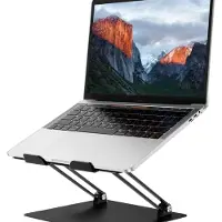Famanu - Aluminium verticale dubbele laptopstandaard verstelbaar bureauhouder geschikt voor MacBook Air Pro zilver
