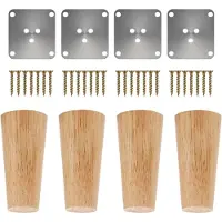 Famanu – 4 stuks conische houten meubelpoten van massief eiken inclusief montageplaten en schroeven voor bank bed en kast